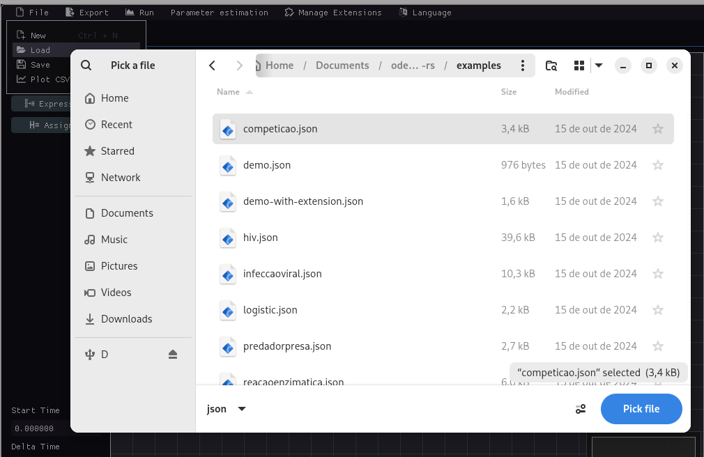 Loading example file